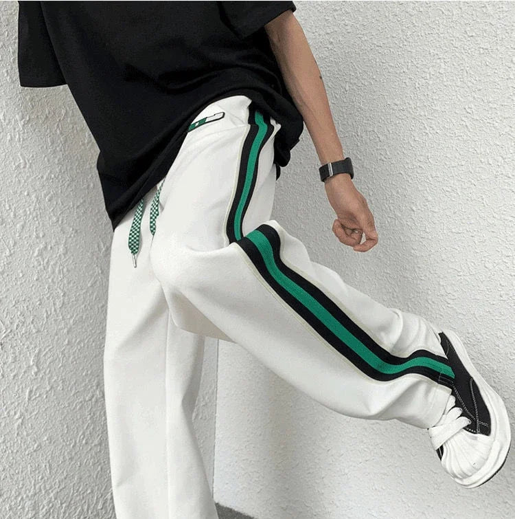 Men's Sweatpants Wide Leg Trousers Stripe Man Sweat Pants Athletic Track Sport Black Baggy Trend Popular Tracksuit Bottoms Y2k