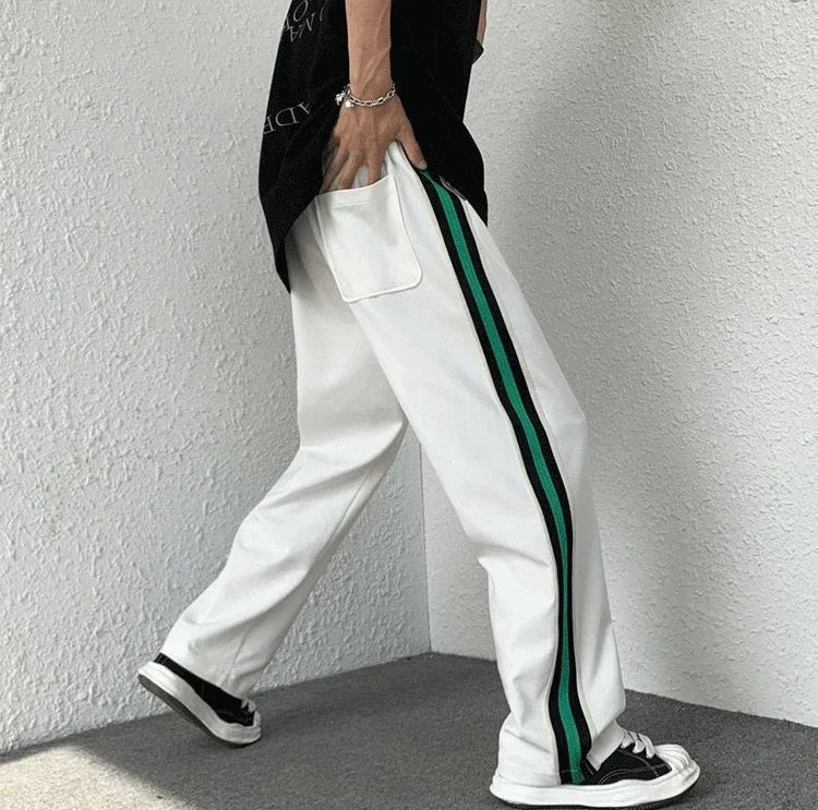 Men's Sweatpants Wide Leg Trousers Stripe Man Sweat Pants Athletic Track Sport Black Baggy Trend Popular Tracksuit Bottoms Y2k