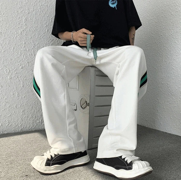 Men's Sweatpants Wide Leg Trousers Stripe Man Sweat Pants Athletic Track Sport Black Baggy Trend Popular Tracksuit Bottoms Y2k