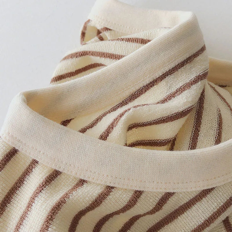 Love Embroidery Striped Sweatshirt  Women Autumn Loose Fit Slimming Round Neck Long Sleeved Tops