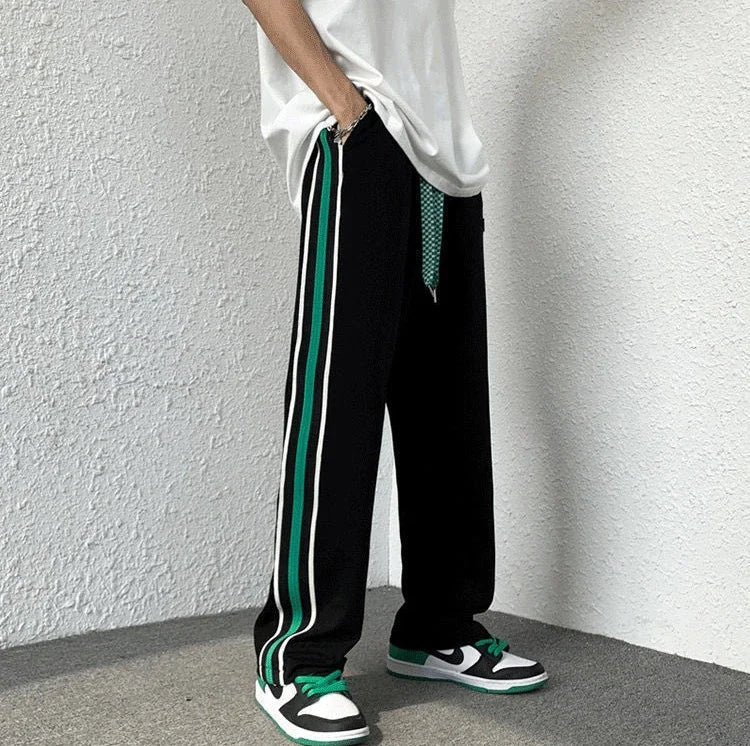 Men's Sweatpants Wide Leg Trousers Stripe Man Sweat Pants Athletic Track Sport Black Baggy Trend Popular Tracksuit Bottoms Y2k