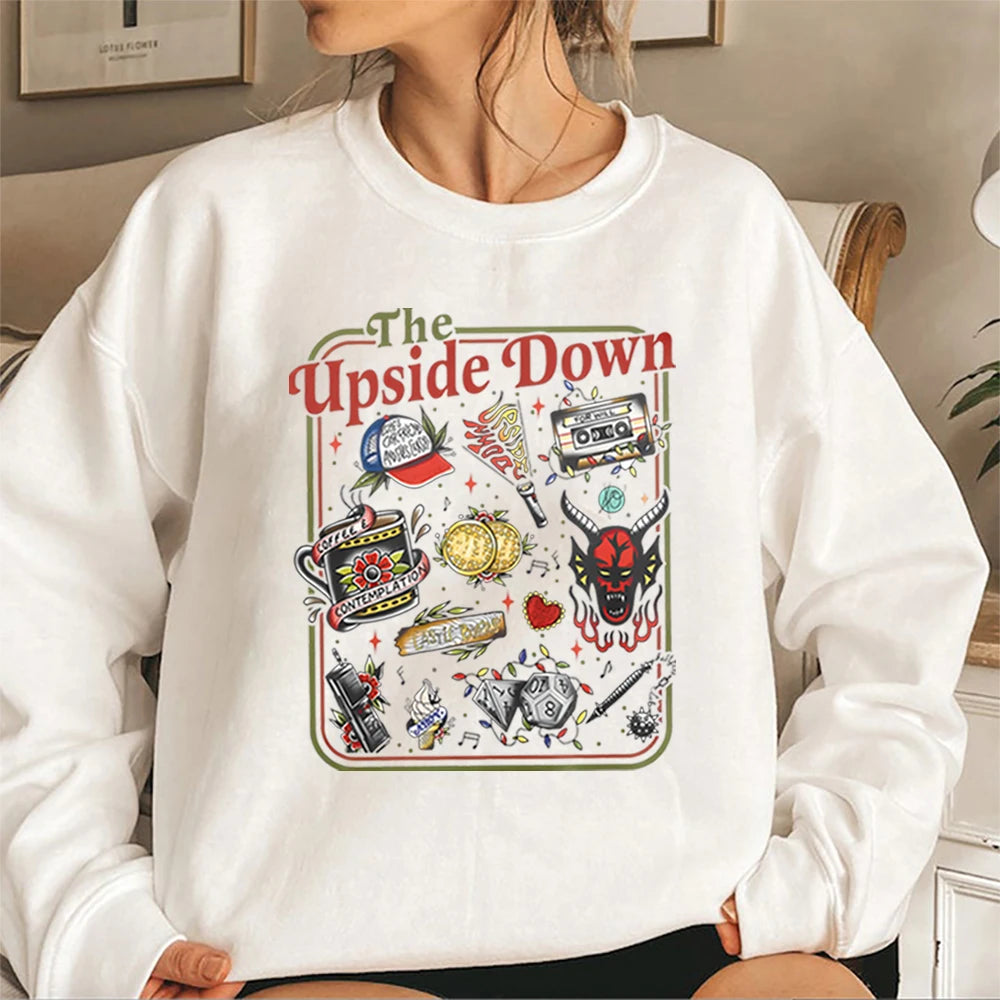 The Upside Down Sweatshirt Funny Hawkins Clipart Graphic Shirts Stranger ST5 Inspired Demogorgon Tops Trendy Gothic Sweatshirts