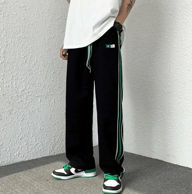 Men's Sweatpants Wide Leg Trousers Stripe Man Sweat Pants Athletic Track Sport Black Baggy Trend Popular Tracksuit Bottoms Y2k