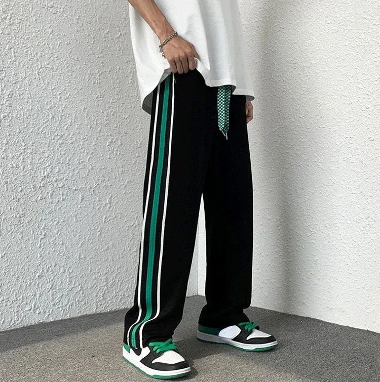 Men's Sweatpants Wide Leg Trousers Stripe Man Sweat Pants Athletic Track Sport Black Baggy Trend Popular Tracksuit Bottoms Y2k