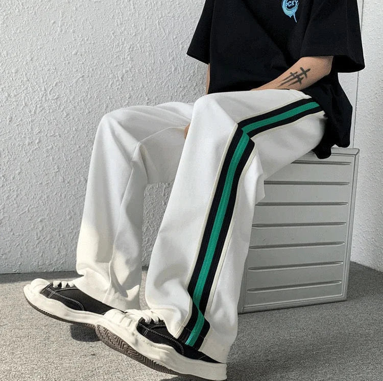 Men's Sweatpants Wide Leg Trousers Stripe Man Sweat Pants Athletic Track Sport Black Baggy Trend Popular Tracksuit Bottoms Y2k