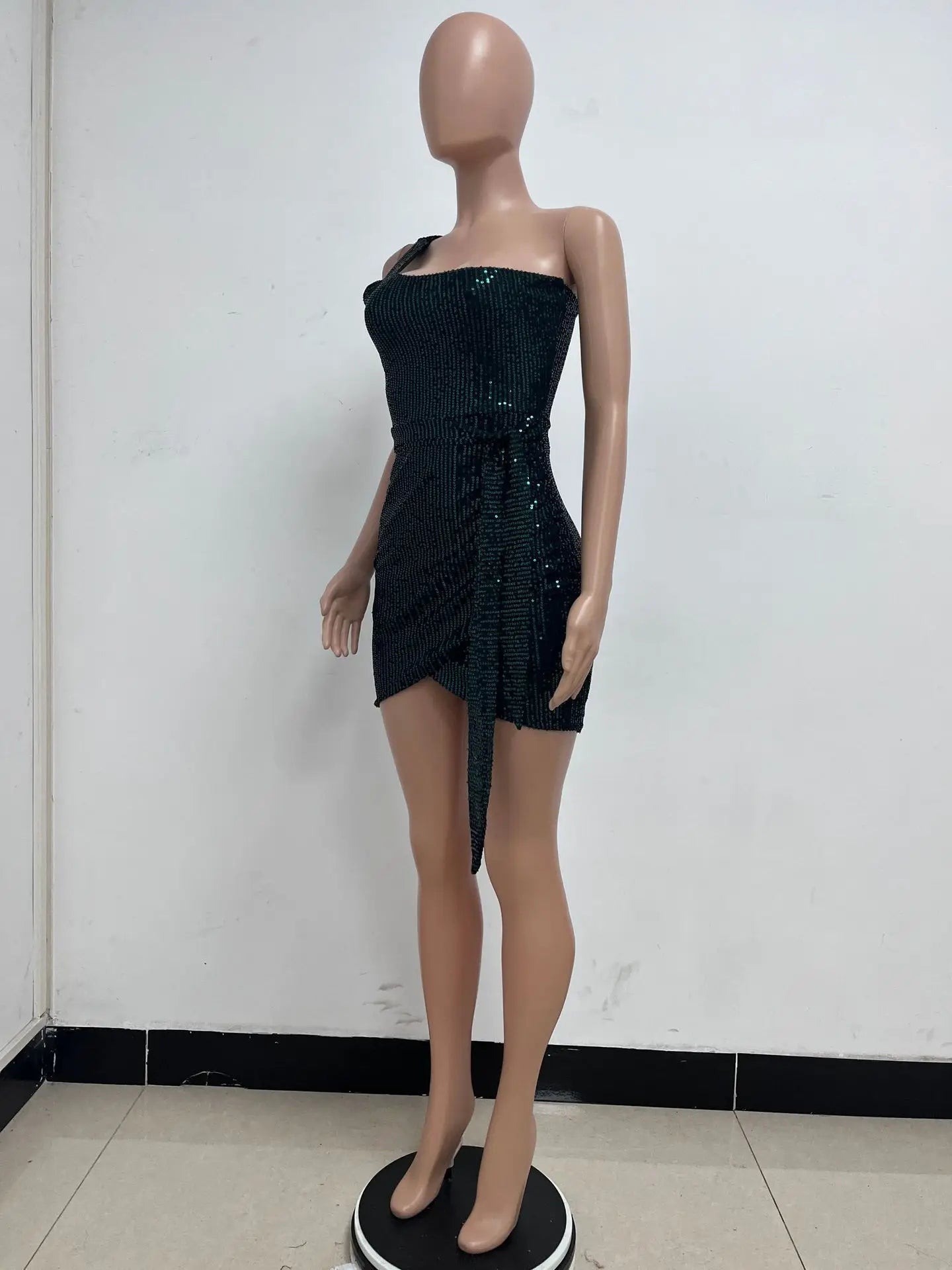 sexy women's dress summer pleat one shoulder sequin birthday evening dresses woman elegant party dresses cocktail prom dress X99