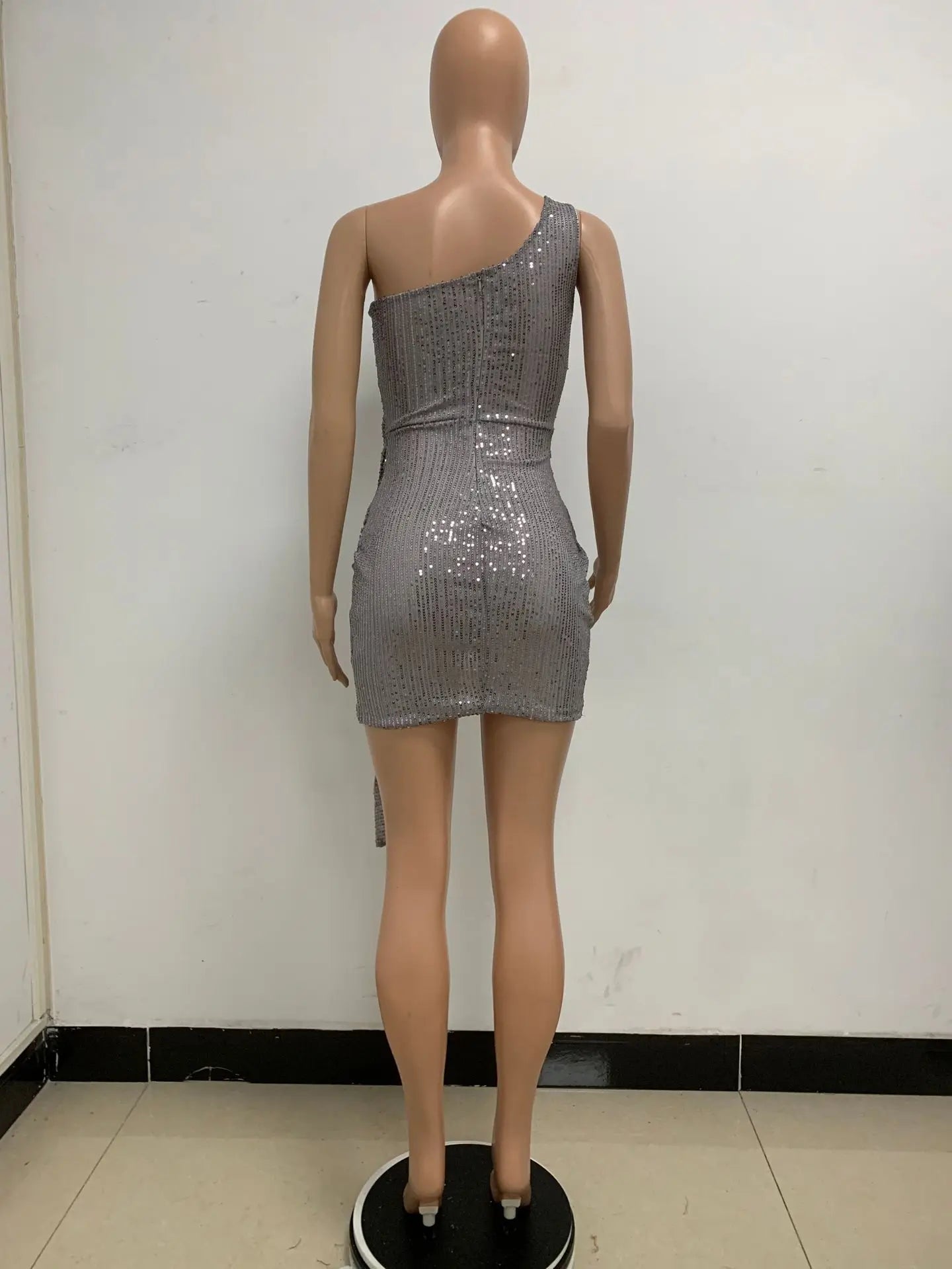 sexy women's dress summer pleat one shoulder sequin birthday evening dresses woman elegant party dresses cocktail prom dress X99