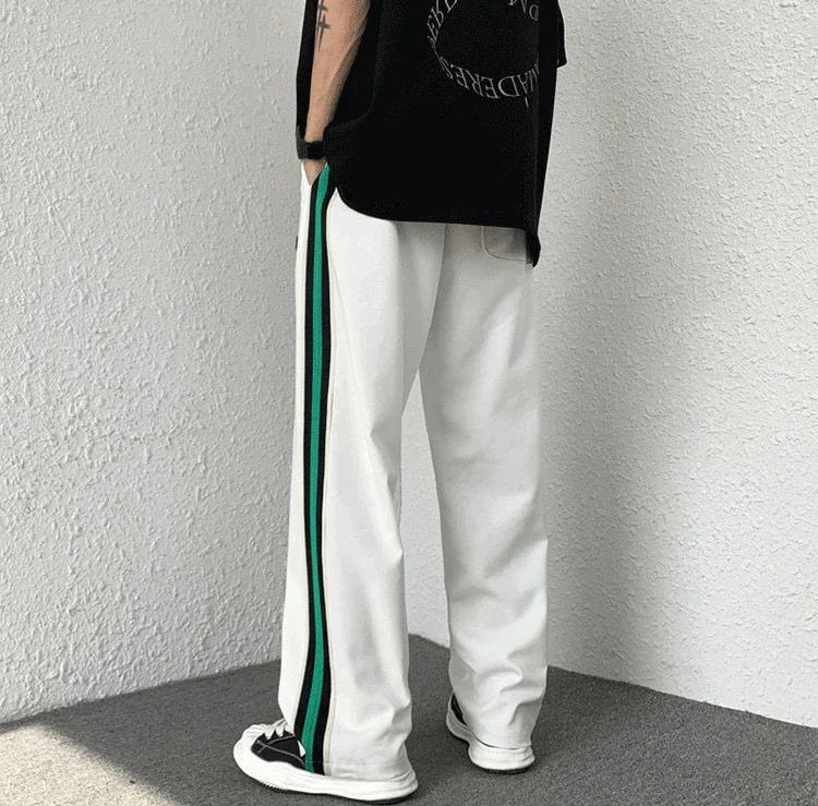 Men's Sweatpants Wide Leg Trousers Stripe Man Sweat Pants Athletic Track Sport Black Baggy Trend Popular Tracksuit Bottoms Y2k